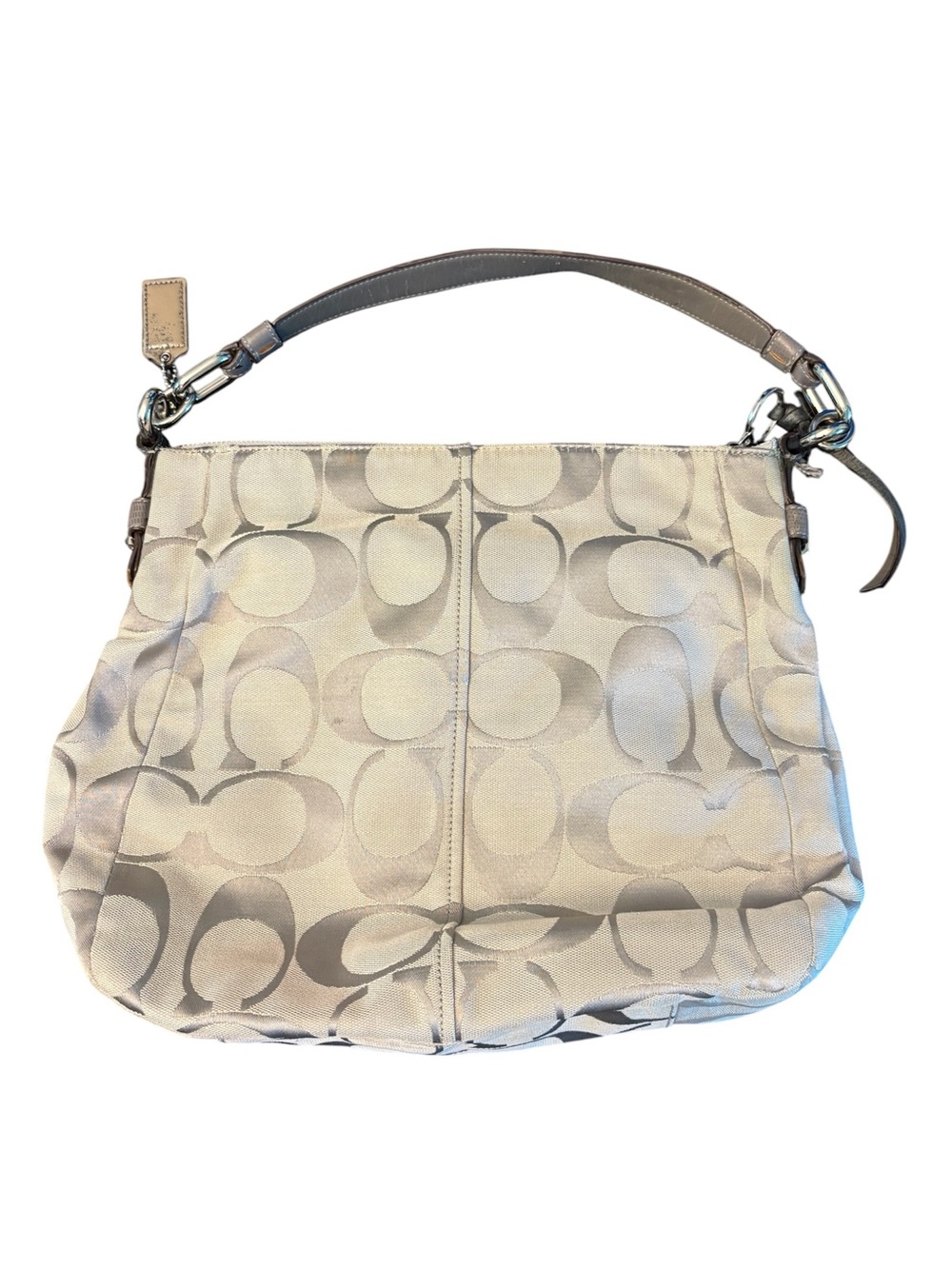 Authentic COACH Chelsea Ashlyn Signature C's Shoulder Bag Purse Silver Grey - Picture 2 of 9